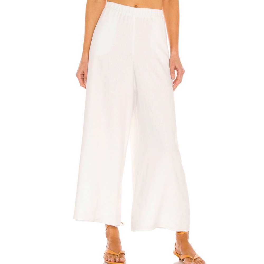 Show Me Your Mumu Kick Back Pants in White Linen
